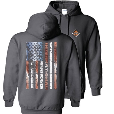 I689 - Flag Hooded Sweatshirt - CHARCOAL